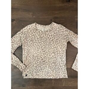 Glyder XS Pullover Leopard Print Long Sleeve Top Crew Neck Casual Comfy